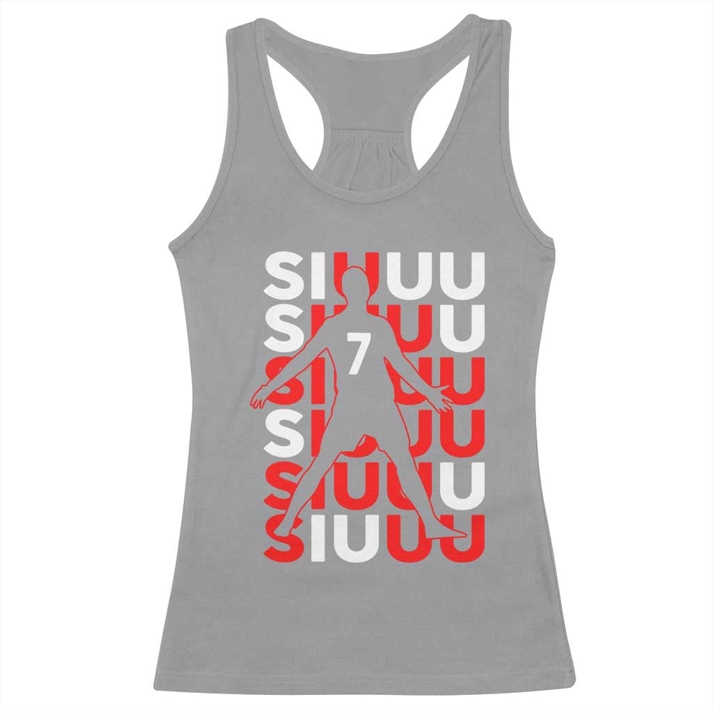 Siuuuu Celebration Number 7 Seven Soccer Fans Racerback Tank Top TS02 Sport Gray Print Your Wear