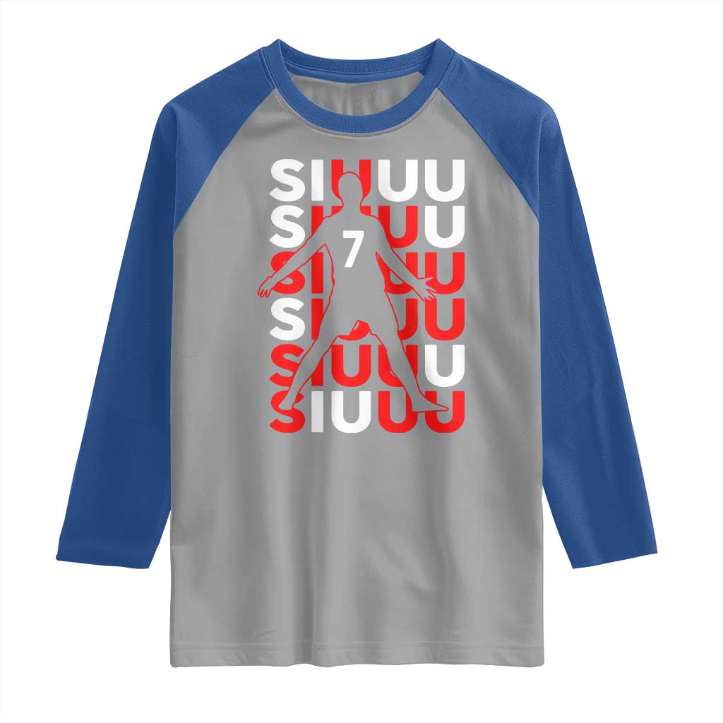 Siuuuu Celebration Number 7 Seven Soccer Fans Raglan Shirt TS02 Sport Gray Royal Print Your Wear