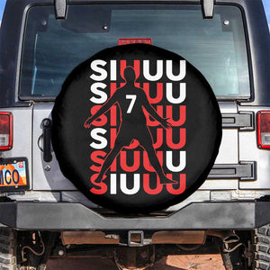Siuuuu Celebration Number 7 Seven Soccer Fans Spare Tire Cover TS02 No hole Black Print Your Wear