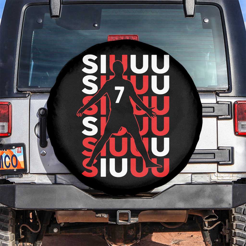 Siuuuu Celebration Number 7 Seven Soccer Fans Spare Tire Cover TS02 No hole Black Print Your Wear