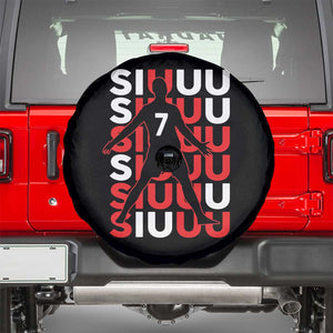 Siuuuu Celebration Number 7 Seven Soccer Fans Spare Tire Cover TS02 Black Print Your Wear
