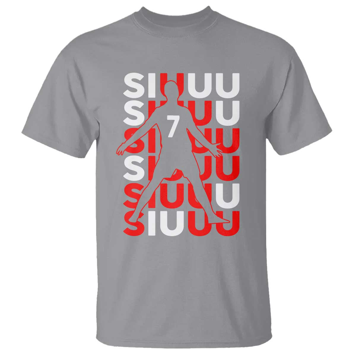 Siuuuu Celebration Number 7 Seven Soccer Fans T Shirt TS02 Sport Gray Print Your Wear