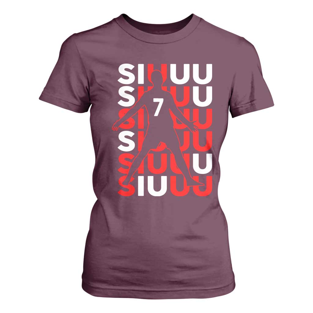 Siuuuu Celebration Number 7 Seven Soccer Fans T Shirt For Women TS02 Maroon Print Your Wear
