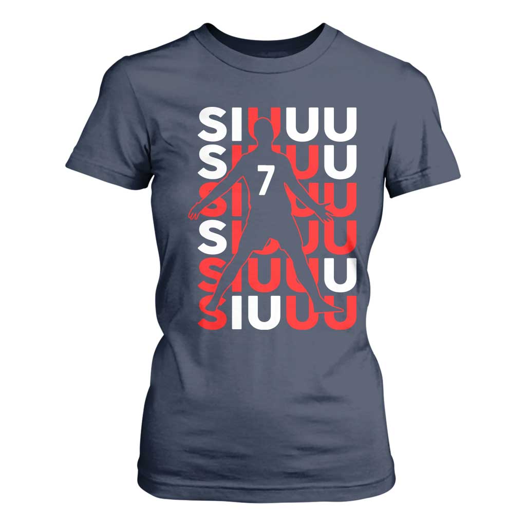 Siuuuu Celebration Number 7 Seven Soccer Fans T Shirt For Women TS02 Navy Print Your Wear