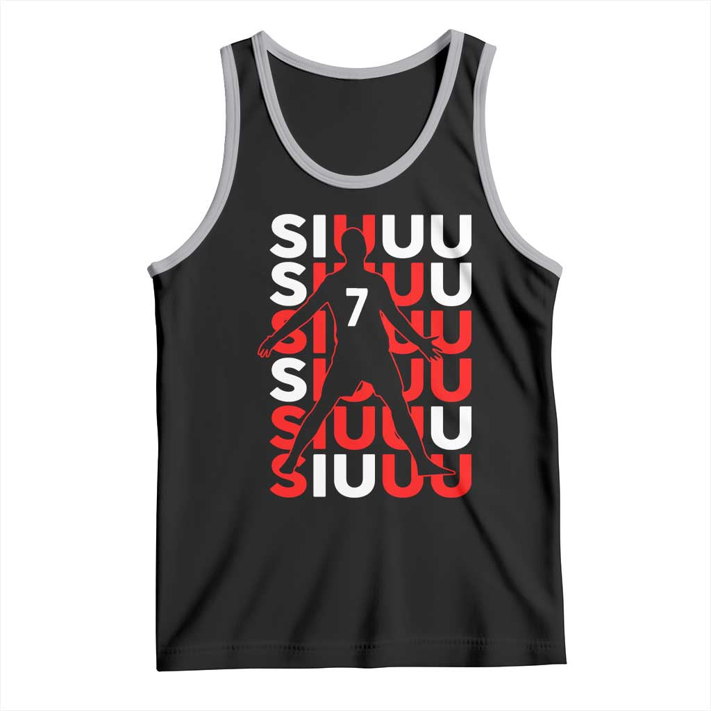 Siuuuu Celebration Number 7 Seven Soccer Fans Tank Top TS02 Black Athletic Heather Print Your Wear
