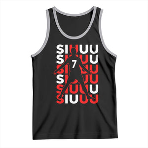 Siuuuu Celebration Number 7 Seven Soccer Fans Tank Top TS02 Black Athletic Heather Print Your Wear
