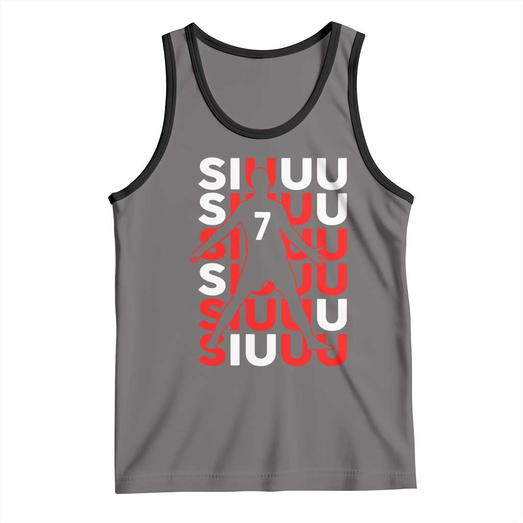 Siuuuu Celebration Number 7 Seven Soccer Fans Tank Top TS02 Deep Heather Black Print Your Wear