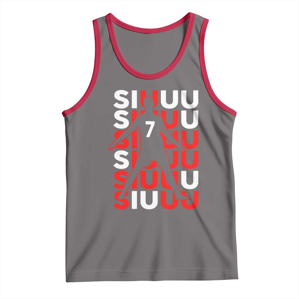 Siuuuu Celebration Number 7 Seven Soccer Fans Tank Top TS02 Deep Heather Red Print Your Wear