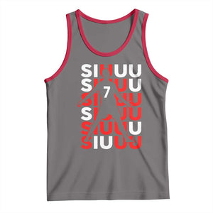 Siuuuu Celebration Number 7 Seven Soccer Fans Tank Top TS02 Deep Heather Red Print Your Wear