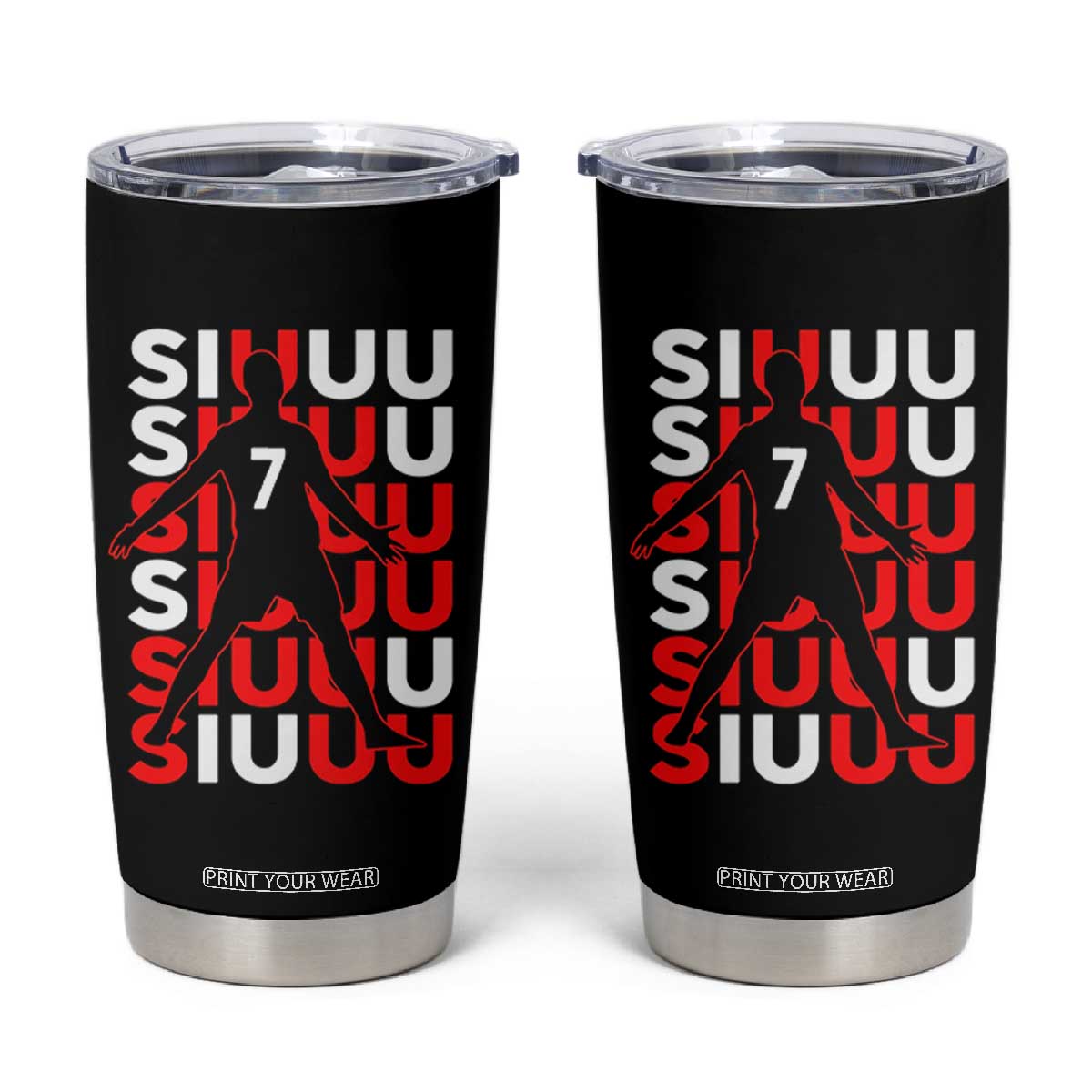 Siuuuu Celebration Number 7 Seven Soccer Fans Tumbler Cup TS02 Black Print Your Wear