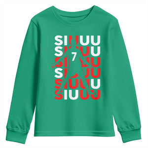 Siuuuu Celebration Number 7 Seven Soccer Fans Youth Sweatshirt TS02 Irish Green Print Your Wear