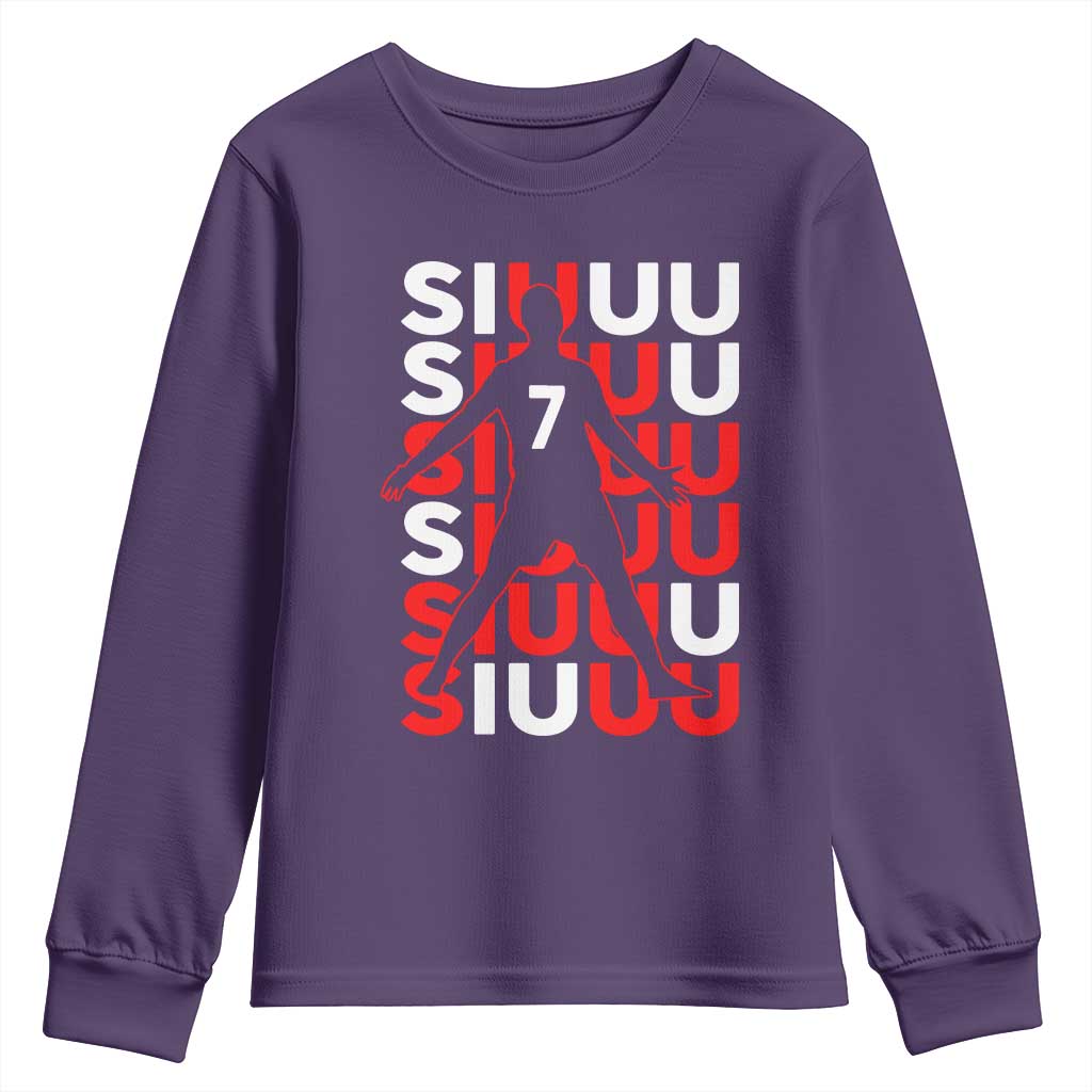 Siuuuu Celebration Number 7 Seven Soccer Fans Youth Sweatshirt TS02 Purple Print Your Wear