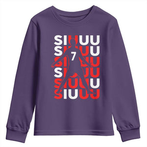 Siuuuu Celebration Number 7 Seven Soccer Fans Youth Sweatshirt TS02 Purple Print Your Wear