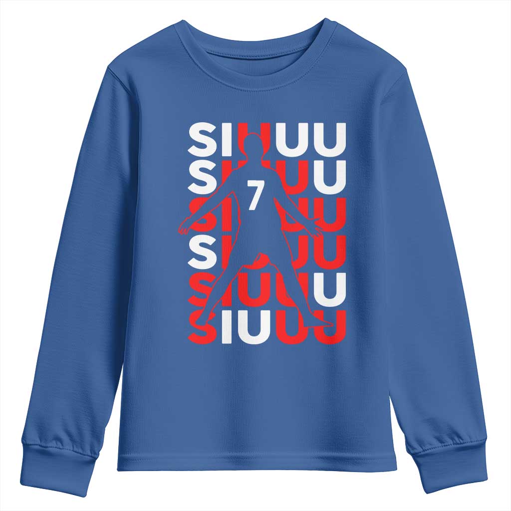 Siuuuu Celebration Number 7 Seven Soccer Fans Youth Sweatshirt TS02 Royal Blue Print Your Wear