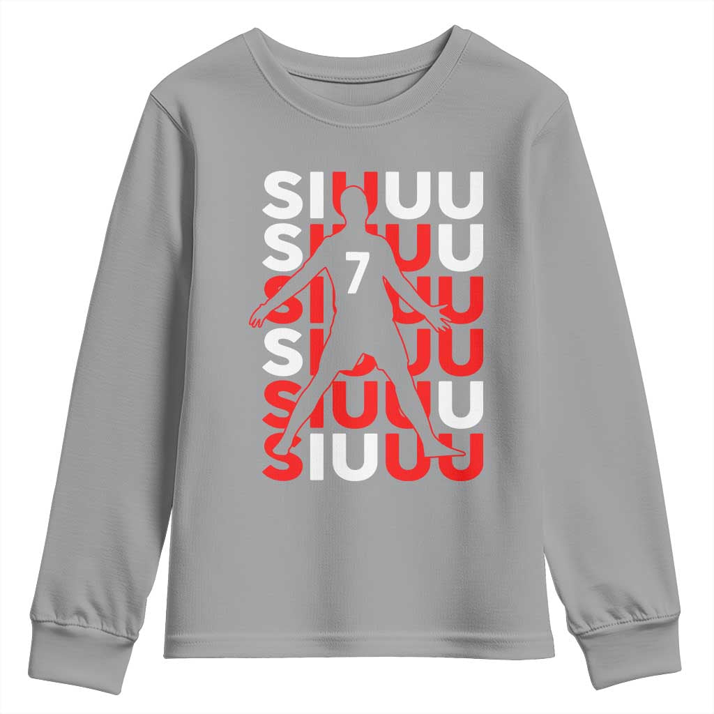 Siuuuu Celebration Number 7 Seven Soccer Fans Youth Sweatshirt TS02 Sport Gray Print Your Wear