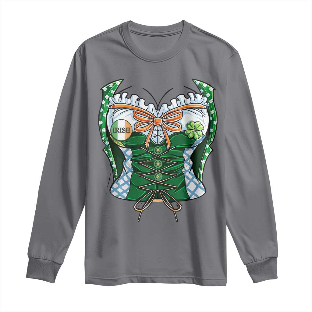 Funny St Patricks Day Long Sleeve Shirt Women Leprechaun Costume TS02 Charcoal Print Your Wear