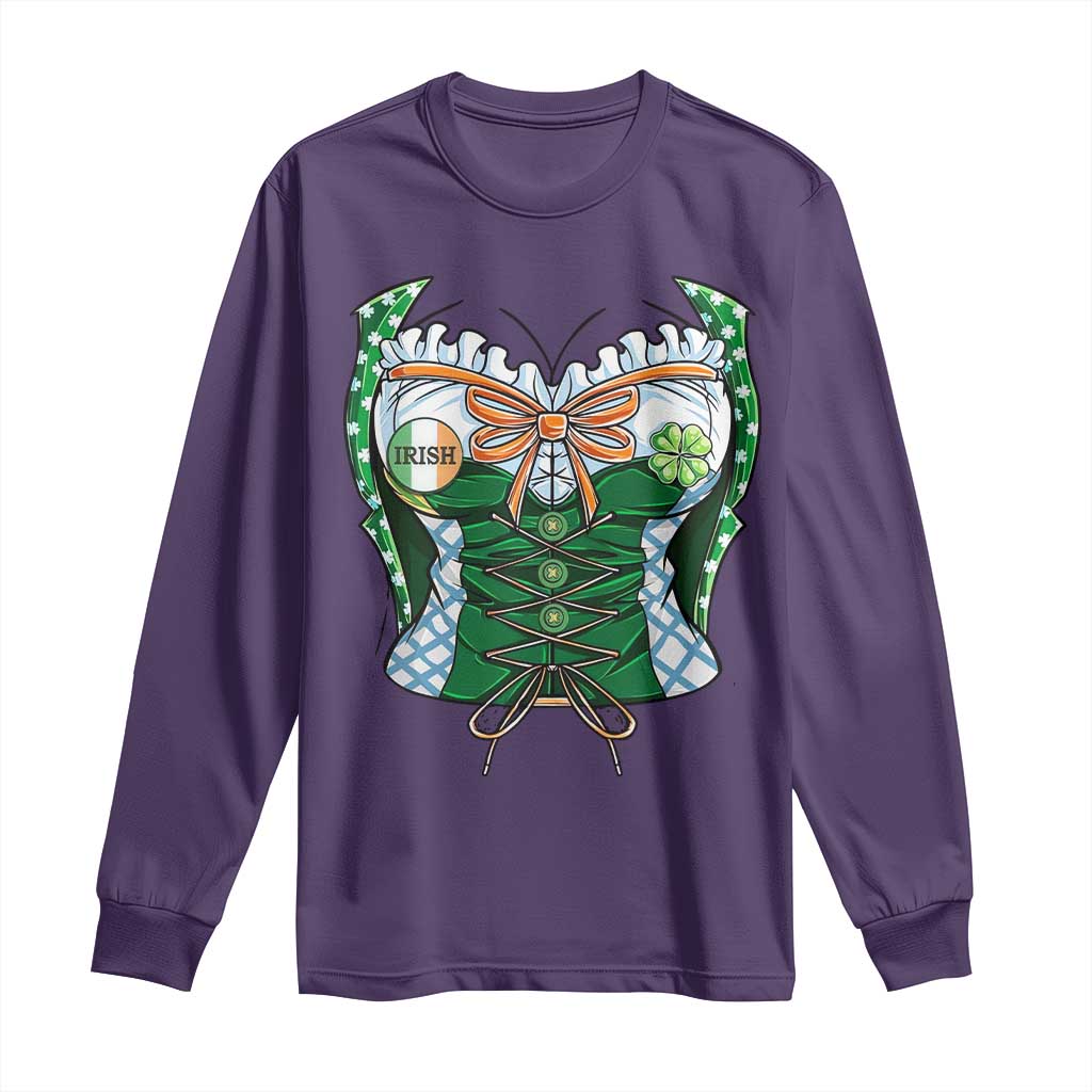 Funny St Patricks Day Long Sleeve Shirt Women Leprechaun Costume TS02 Purple Print Your Wear