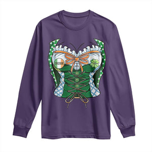 Funny St Patricks Day Long Sleeve Shirt Women Leprechaun Costume TS02 Purple Print Your Wear
