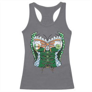 Funny St Patricks Day Racerback Tank Top Women Leprechaun Costume TS02 Charcoal Print Your Wear