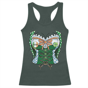 Funny St Patricks Day Racerback Tank Top Women Leprechaun Costume TS02 Dark Forest Green Print Your Wear