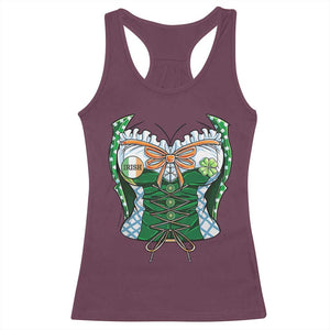 Funny St Patricks Day Racerback Tank Top Women Leprechaun Costume TS02 Maroon Print Your Wear