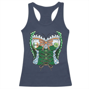 Funny St Patricks Day Racerback Tank Top Women Leprechaun Costume TS02 Navy Print Your Wear