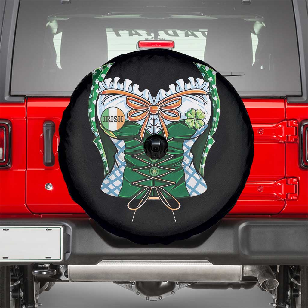 Funny St Patricks Day Spare Tire Cover Women Leprechaun Costume TS02 Black Print Your Wear