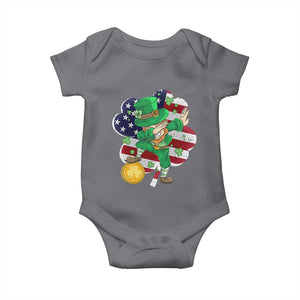 Cute St Patricks Day Baby Onesie Dabbing Leperchaun American Flag Shamrock TS02 Charcoal Print Your Wear