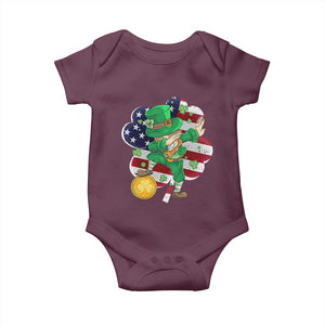 Cute St Patricks Day Baby Onesie Dabbing Leperchaun American Flag Shamrock TS02 Maroon Print Your Wear