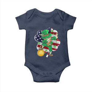 Cute St Patricks Day Baby Onesie Dabbing Leperchaun American Flag Shamrock TS02 Navy Print Your Wear