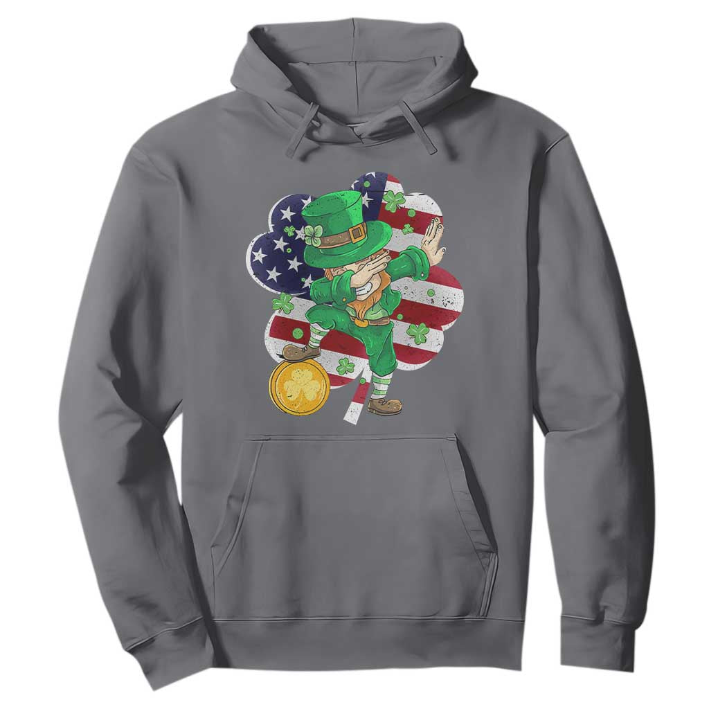 Cute St. Patricks Day Hoodie Dabbing Leperchaun American Flag Shamrock TS02 Charcoal Printyourwear