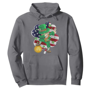 Cute St. Patricks Day Hoodie Dabbing Leperchaun American Flag Shamrock TS02 Charcoal Printyourwear
