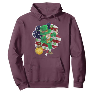 Cute St. Patricks Day Hoodie Dabbing Leperchaun American Flag Shamrock TS02 Maroon Printyourwear