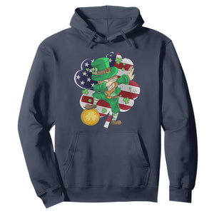 Cute St. Patricks Day Hoodie Dabbing Leperchaun American Flag Shamrock TS02 Navy Printyourwear