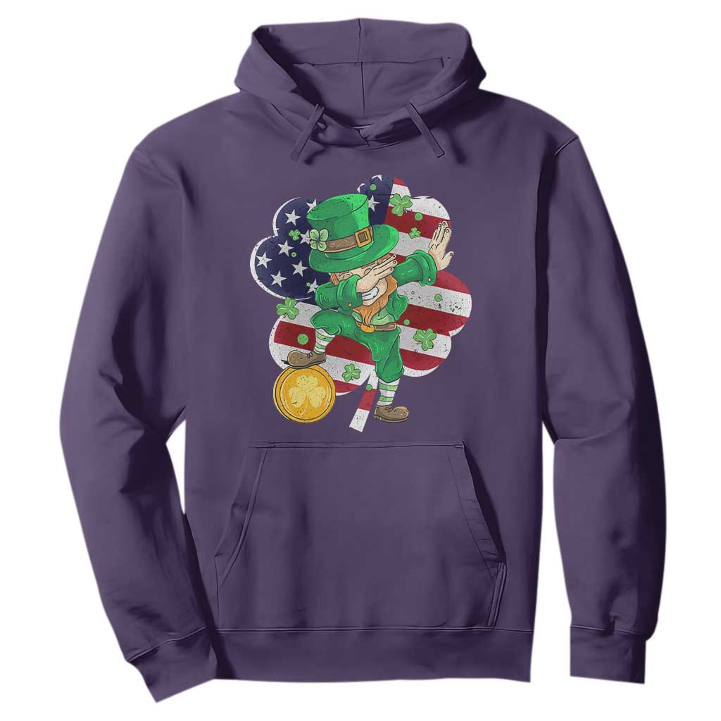 Cute St. Patricks Day Hoodie Dabbing Leperchaun American Flag Shamrock TS02 Purple Printyourwear