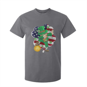 Cute St Patricks Day T Shirt For Kid Dabbing Leperchaun American Flag Shamrock TS02 Charcoal Print Your Wear
