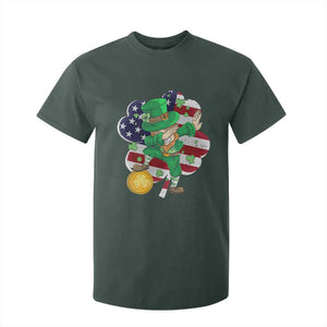 Cute St Patricks Day T Shirt For Kid Dabbing Leperchaun American Flag Shamrock TS02 Dark Forest Green Print Your Wear
