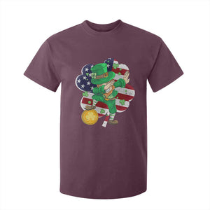 Cute St Patricks Day T Shirt For Kid Dabbing Leperchaun American Flag Shamrock TS02 Maroon Print Your Wear