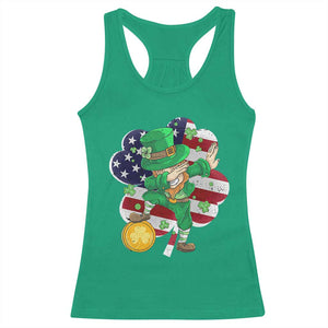Cute St Patricks Day Racerback Tank Top Dabbing Leperchaun American Flag Shamrock TS02 Irish Green Print Your Wear