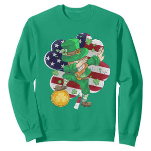 Cute St. Patricks Day Sweatshirt Dabbing Leperchaun American Flag Shamrock TS02 Irish Green Printyourwear
