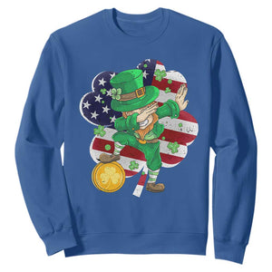 Cute St. Patricks Day Sweatshirt Dabbing Leperchaun American Flag Shamrock TS02 Royal Blue Printyourwear