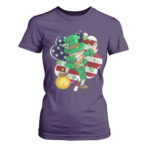 Cute St Patricks Day T Shirt For Women Dabbing Leperchaun American Flag Shamrock TS02 Purple Print Your Wear