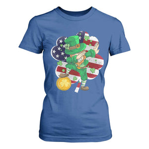 Cute St Patricks Day T Shirt For Women Dabbing Leperchaun American Flag Shamrock TS02 Royal Blue Print Your Wear