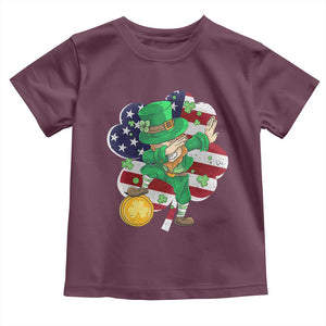 Cute St Patricks Day Toddler T Shirt Dabbing Leperchaun American Flag Shamrock TS02 Maroon Print Your Wear