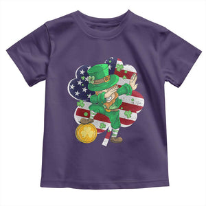 Cute St Patricks Day Toddler T Shirt Dabbing Leperchaun American Flag Shamrock TS02 Purple Print Your Wear