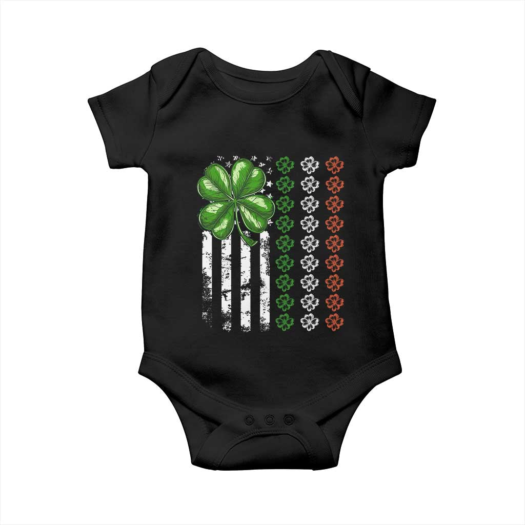 Funny St Patricks Day Baby Onesie Shamrock American Flag TS02 Black Print Your Wear