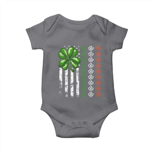 Funny St Patricks Day Baby Onesie Shamrock American Flag TS02 Charcoal Print Your Wear