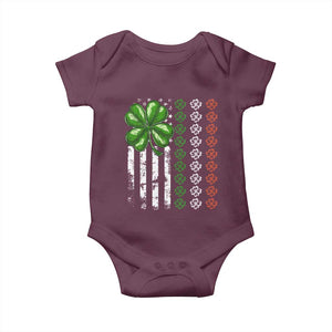 Funny St Patricks Day Baby Onesie Shamrock American Flag TS02 Maroon Print Your Wear