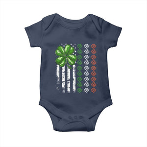 Funny St Patricks Day Baby Onesie Shamrock American Flag TS02 Navy Print Your Wear