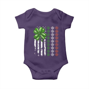Funny St Patricks Day Baby Onesie Shamrock American Flag TS02 Purple Print Your Wear